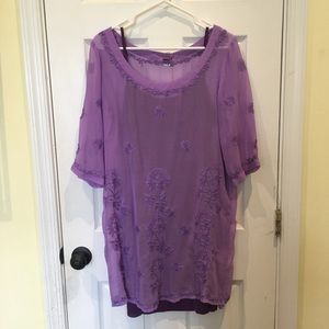 Hand Embroidered Sheer Dress w/ slip: BRAND NEW!
